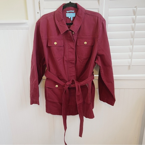 Draper James NWT JAW0051P Deep Berry Twill Field Jacket Women's
